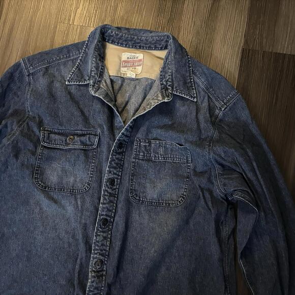 Eddie Bauer Sport Shop Button Up Denim Shirt Men's Size XL Long Sleeve Workwear - Picture 3 of 8